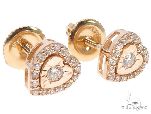 14K Gold Heart Shape Stud Earrings 64532