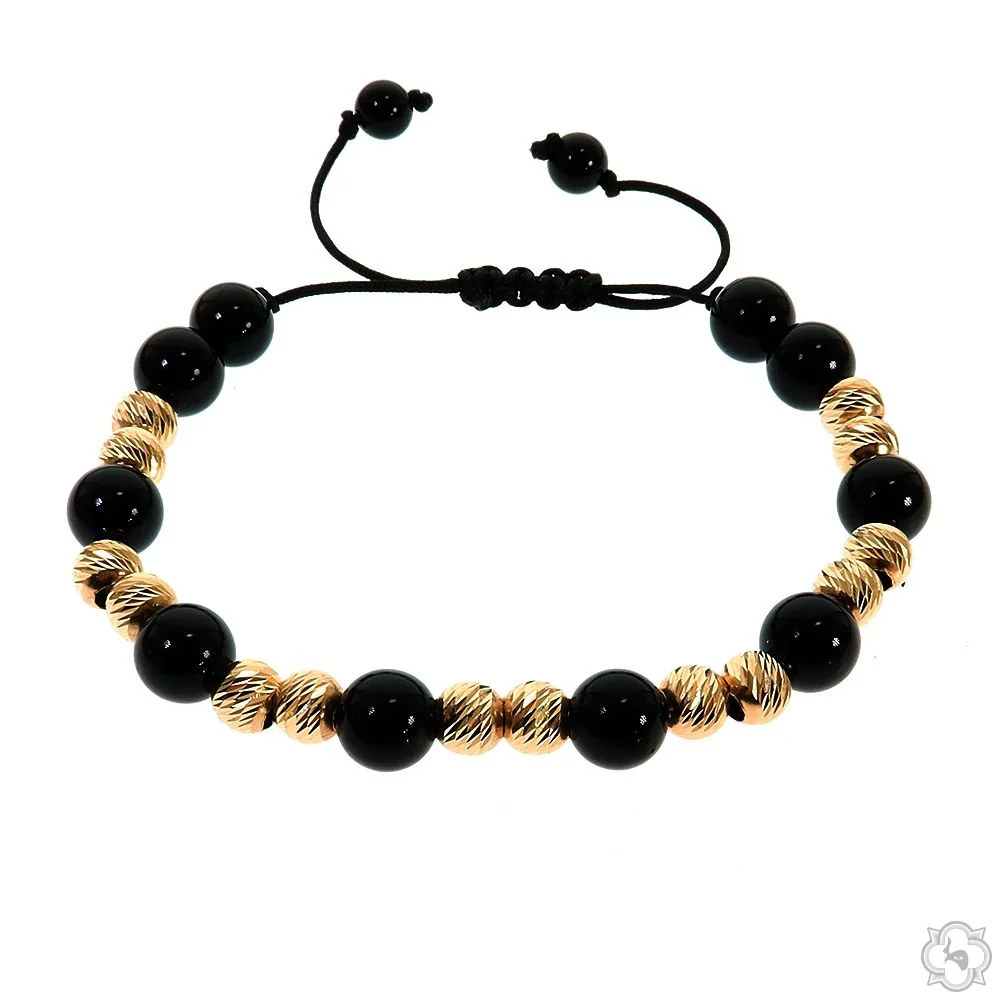 TraxNYC 14K Gold Double Bead Adjustable Bracelet 70205