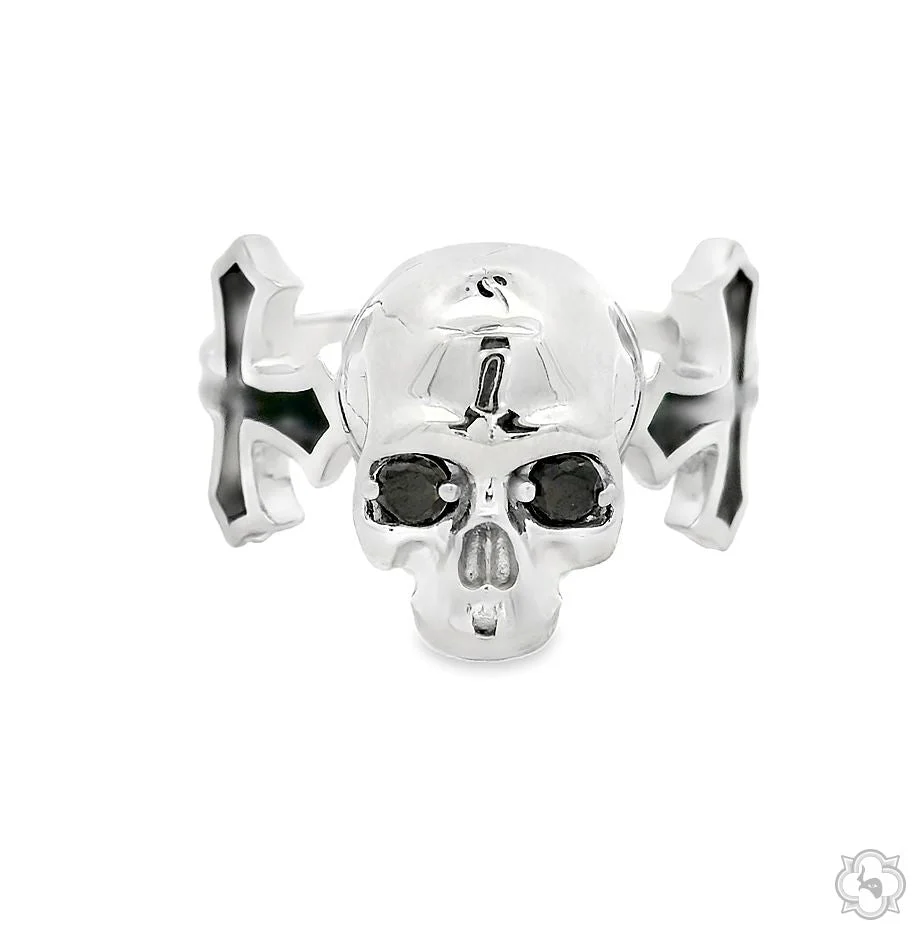 Life and Death Skull Cross Silver Ring 70400