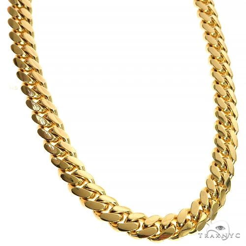 10k Solid Yellow Gold Miami Chain 24 Inches 7mm   10294