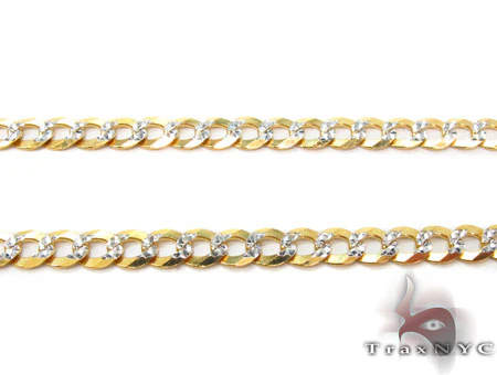 10k Yellow Gold Solid Curb Diamond Cut Chain 26 Inches 3.5mm 33098