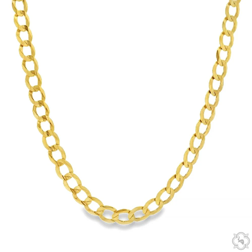 10K Yellow Gold Hollow Curb Link Chain 18 Inches 3.5mm   61598
