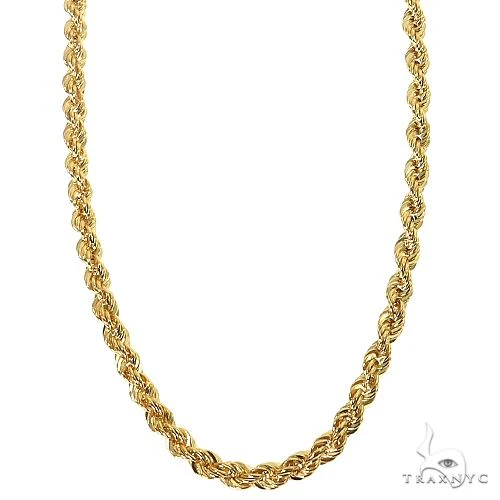14K Yellow Gold Hollow Rope Chain 22 Inches 3.8mm   64535