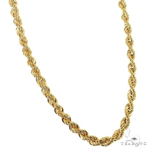 14K Yellow Gold Hollow Rope Chain 22 Inches 3.8mm   64535