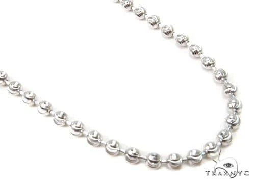 14K White Gold Moon Cut Link Chain 24 Inches 3mm   64801
