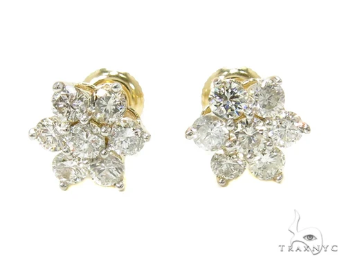 Yellow Gold Medium Flower Cluster Earrings 17924