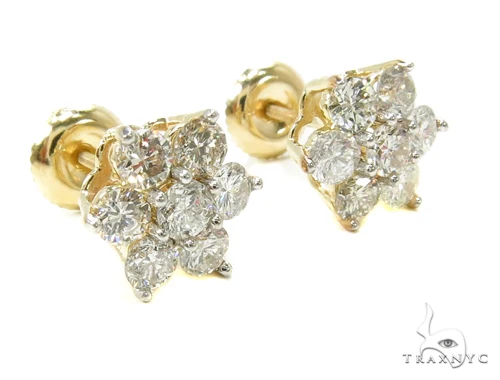 Yellow Gold Medium Flower Cluster Earrings 17924