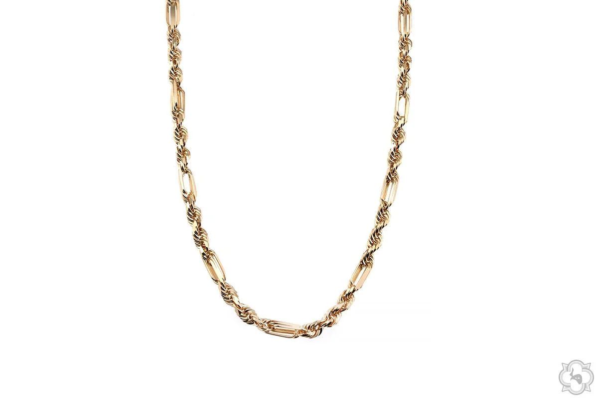 14K Yellow Gold Solid Figarope Link Chain 22 Inches 3mm 70584