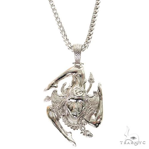 .925 Silver Sicilian Flag With Medusa Face Pendant Set 69596