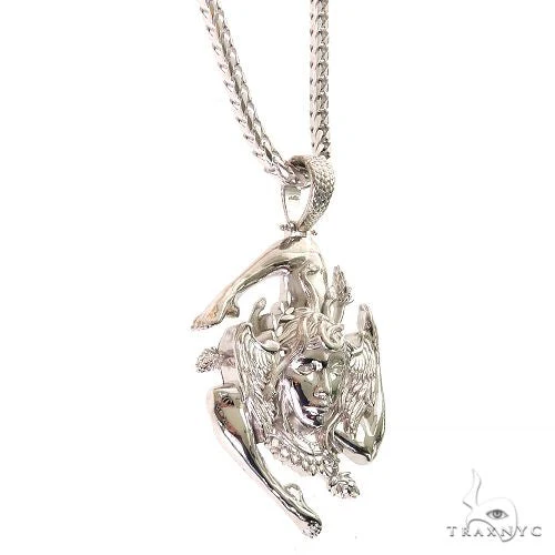 .925 Silver Sicilian Flag With Medusa Face Pendant Set 69596