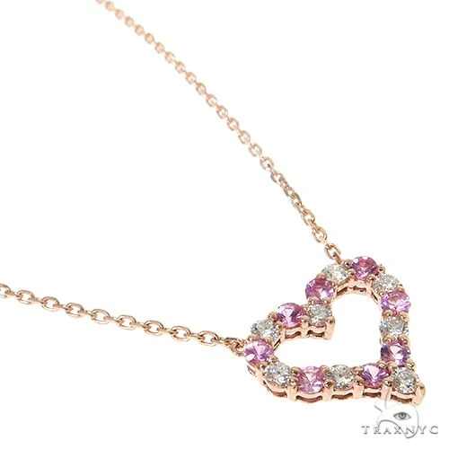 Pink Sapphire Diamond Heart Necklace 67483