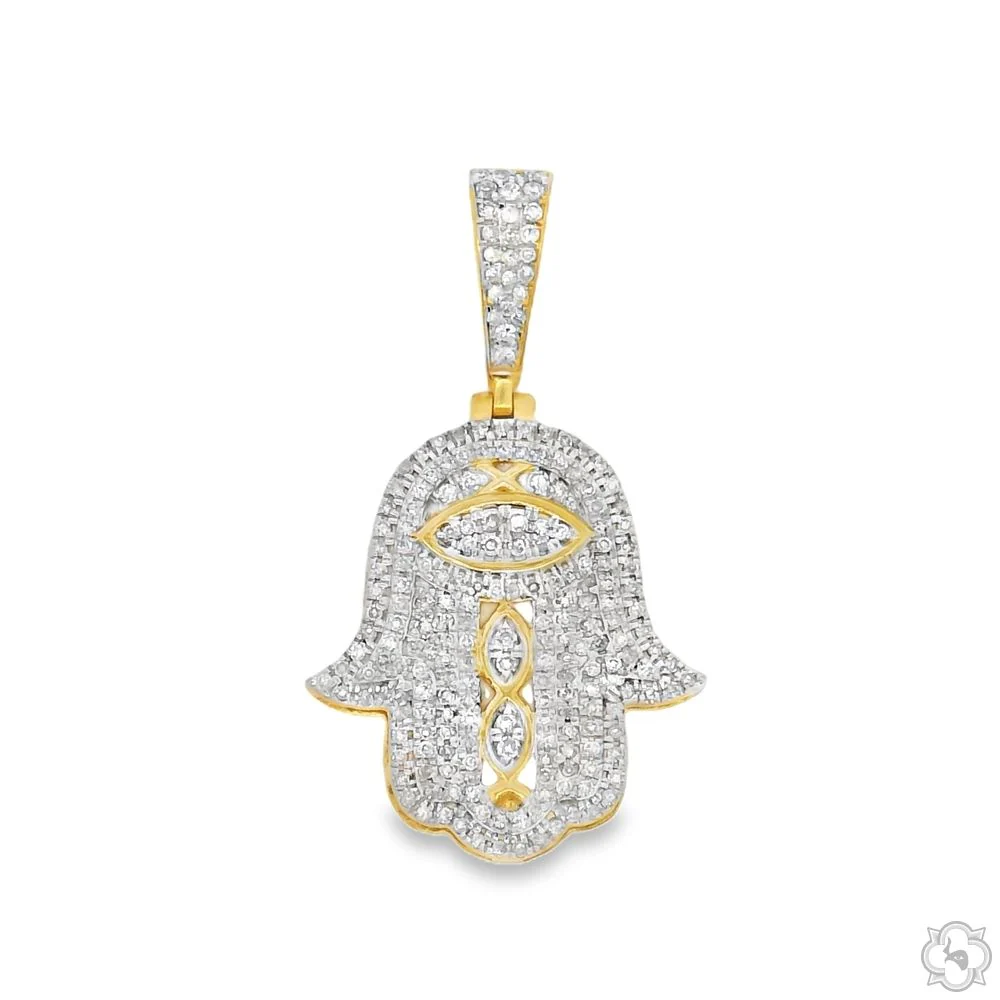 10K Gold Diamond Hamsa Pendant 63618