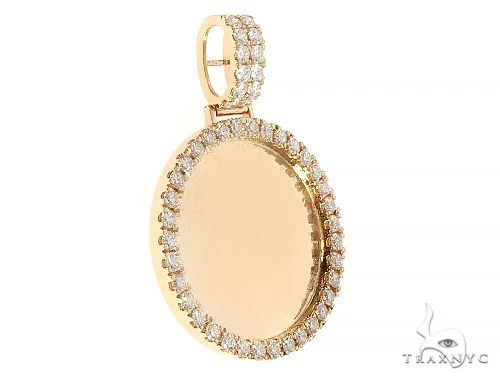 14K Yellow Gold Diamond Frame Custom Photo Pendant 1.25 inch Plus 65409