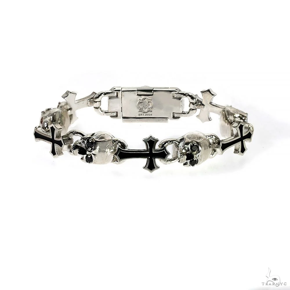 Life and Death Skull Cross Silver Bracelet 70048