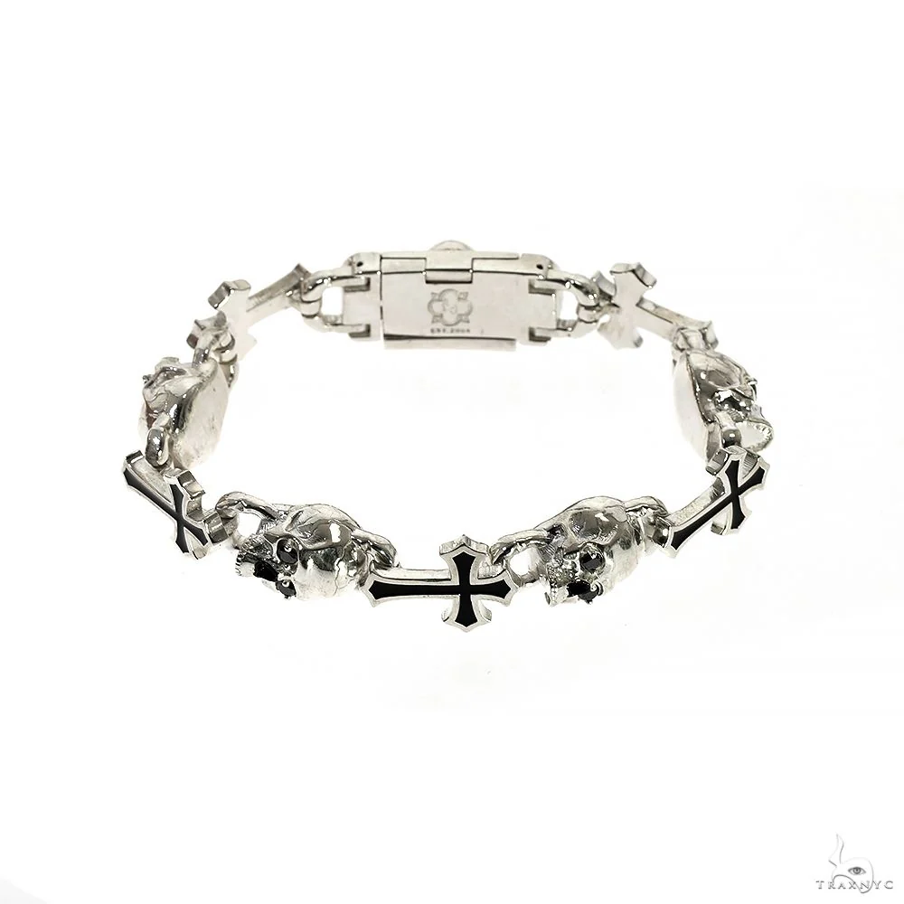 Life and Death Skull Cross Silver Bracelet 70048