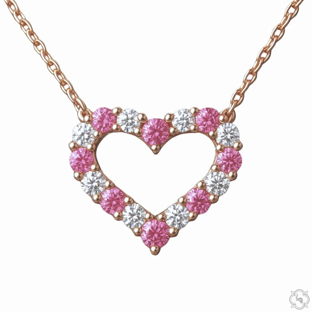 Pink Sapphire Diamond Heart Necklace 67483