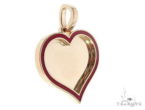 14k Yellow Gold 1 Inch Customizable Photo Heart Pendant 65043