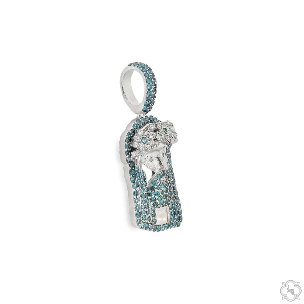 TraxNYC's Blue Diamond Jesus Head Pendant Mini 70191