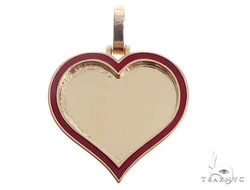 14k Yellow Gold 1 Inch Customizable Photo Heart Pendant 65043