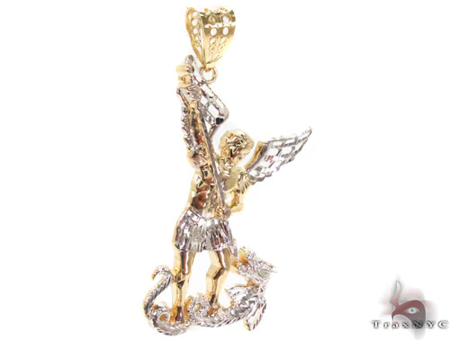 10K Two Tone Gold Saint Michael Pendant 33929
