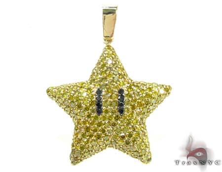 Super Mario Bros Star Yellow Color Diamond Pendant 20121