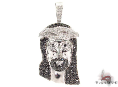 Black and White Diamond Jesus Pendant 31074