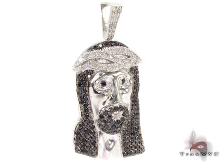 Black and White Diamond Jesus Pendant 31074