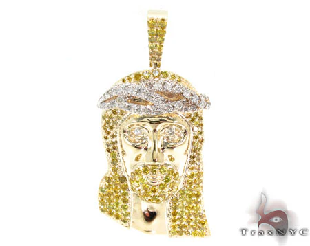 Jesus Canary Color Diamond Pendant 31102