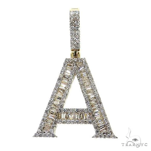 14K Gold Baguette Diamond Initial Letter 69049
