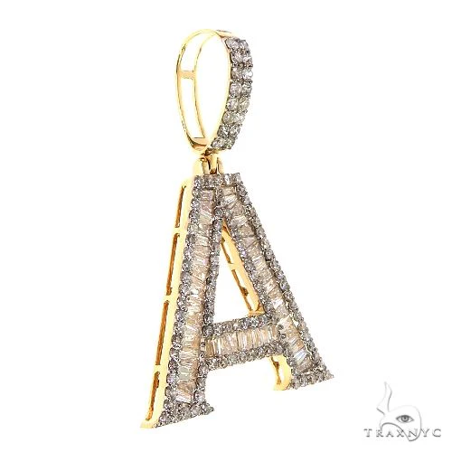 14K Gold Baguette Diamond Initial Letter 69049