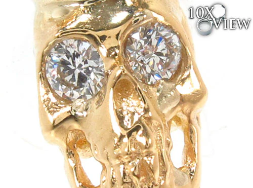 Bezel Diamond Crown Skull Pendant 34380