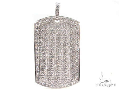 14K Gold Fully Ice Diamond Dog Tag Pendant 35978