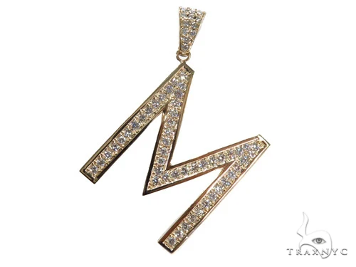 Prong Diamond Initial 'M' Pendant 40774