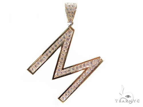 Prong Diamond Initial 'M' Pendant 40774