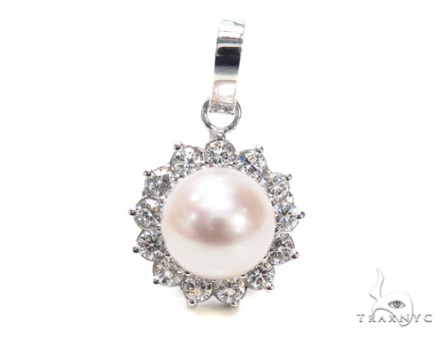 Prong Pearl Diamond Pendant 40938