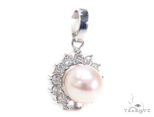 Prong Pearl Diamond Pendant 40938