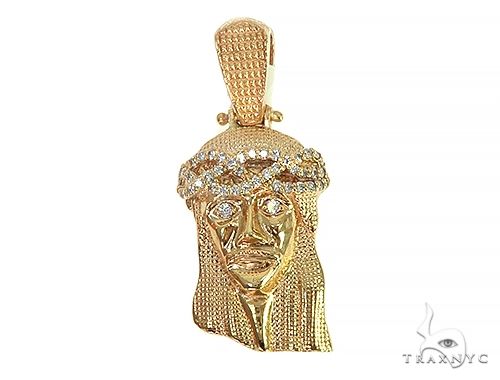 Yellow Gold Jesus Diamond Pendant 44756