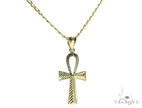 Ankh Pendant and 20 Inches Hollow Cuban Chain Set 61718