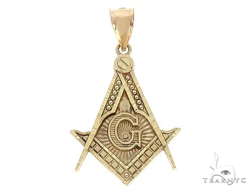10K Yellow Gold Square and Compasses Masonic Instruments Charm Pendant 61782
