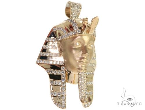 King Tut Diamond Pendant Sandblasted Face 62468