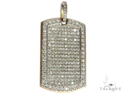 Engrave Your Text Diamond 14K Gold Dog Tag Charm Pendant 63092