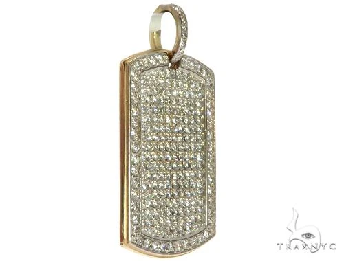 Engrave Your Text Diamond 14K Gold Dog Tag Charm Pendant 63092
