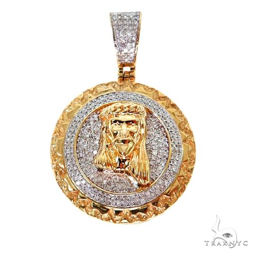 10K Gold Micro Pave Diamond Jesus Charm Pendant 63304