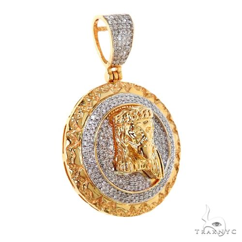 10K Gold Micro Pave Diamond Jesus Charm Pendant 63304