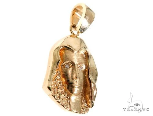 14K Yellow Gold Bezel Diamond Virgin Mary Charm Pendant 63966