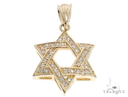 14k Gold Diamond Star of David Pendant 64649