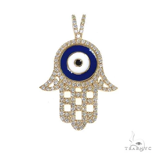 14k White Gold Diamond and Enamel Evil Eye Pendant 64653