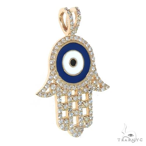 14k White Gold Diamond and Enamel Evil Eye Pendant 64653