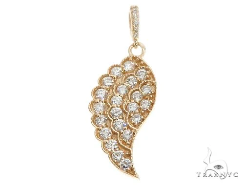 14k Yellow Gold Diamond Angel Wing Pendant 64668