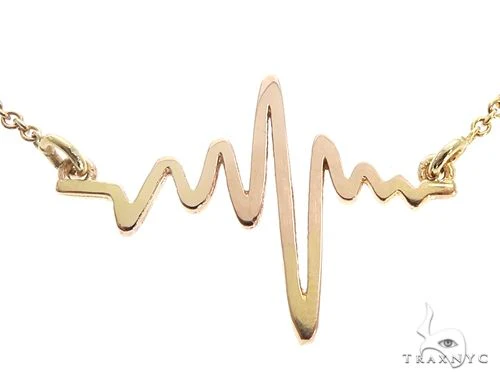 Mini Heartbeat Pendant Necklace in 14k Yellow Gold 64904